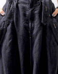 【bajra】 UNISEX LINEN SHOULDER PANTS 148QP03_BLACK