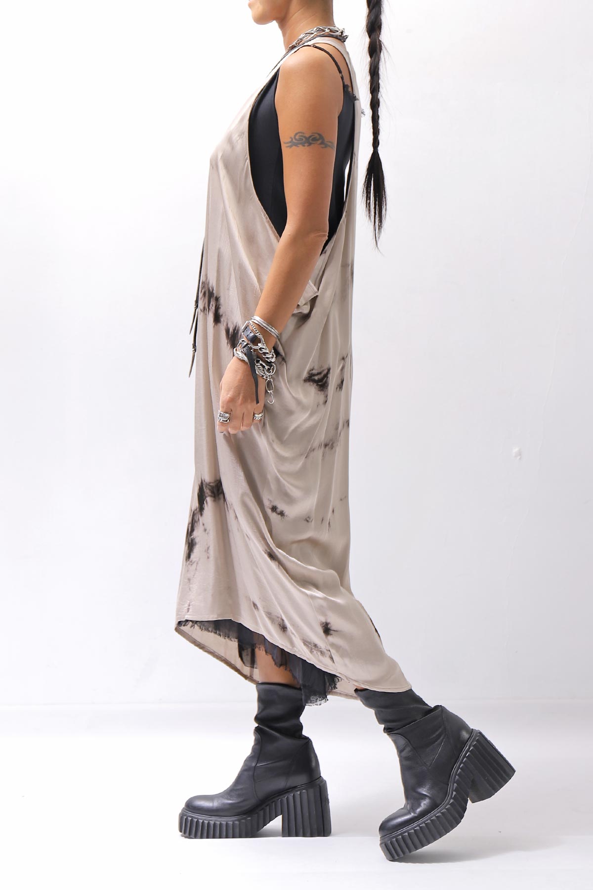 【NOSTRASANTISSIMA】 TONG TANK LONG DRESS A134_BEIGE DYE