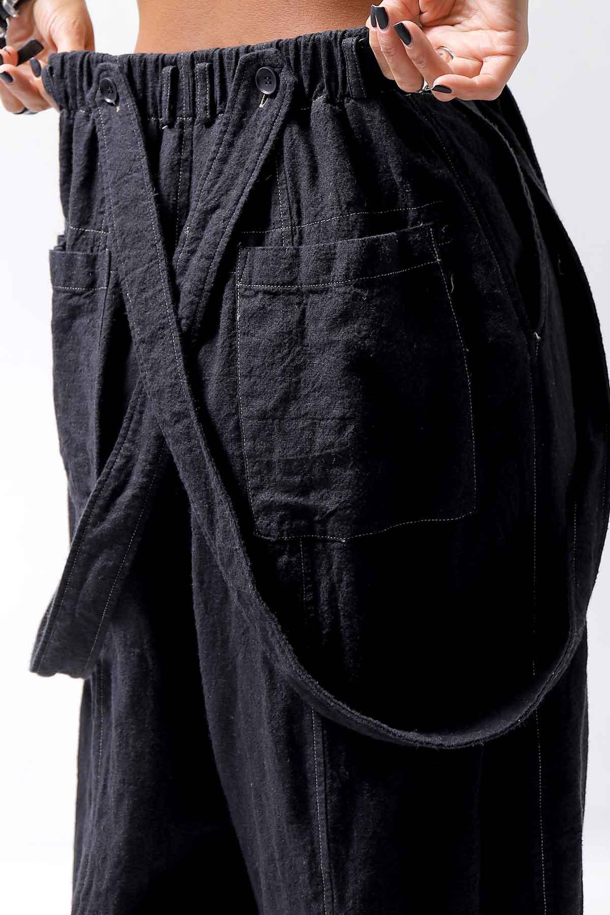 【bajra】 UNISEX LINEN SHOULDER PANTS 148QP03_BLACK