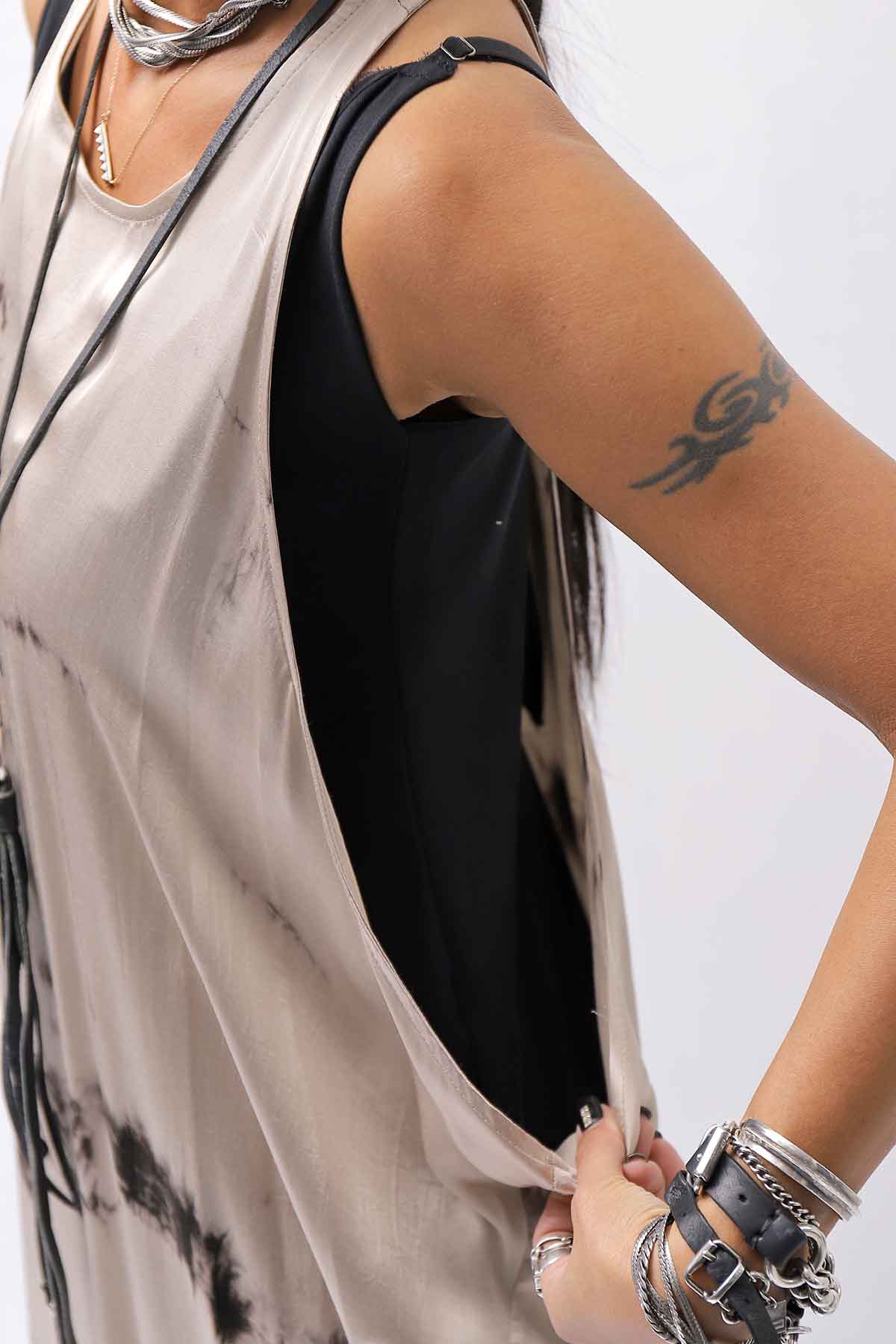 【NOSTRASANTISSIMA】 TONG TANK LONG DRESS A134_BEIGE DYE