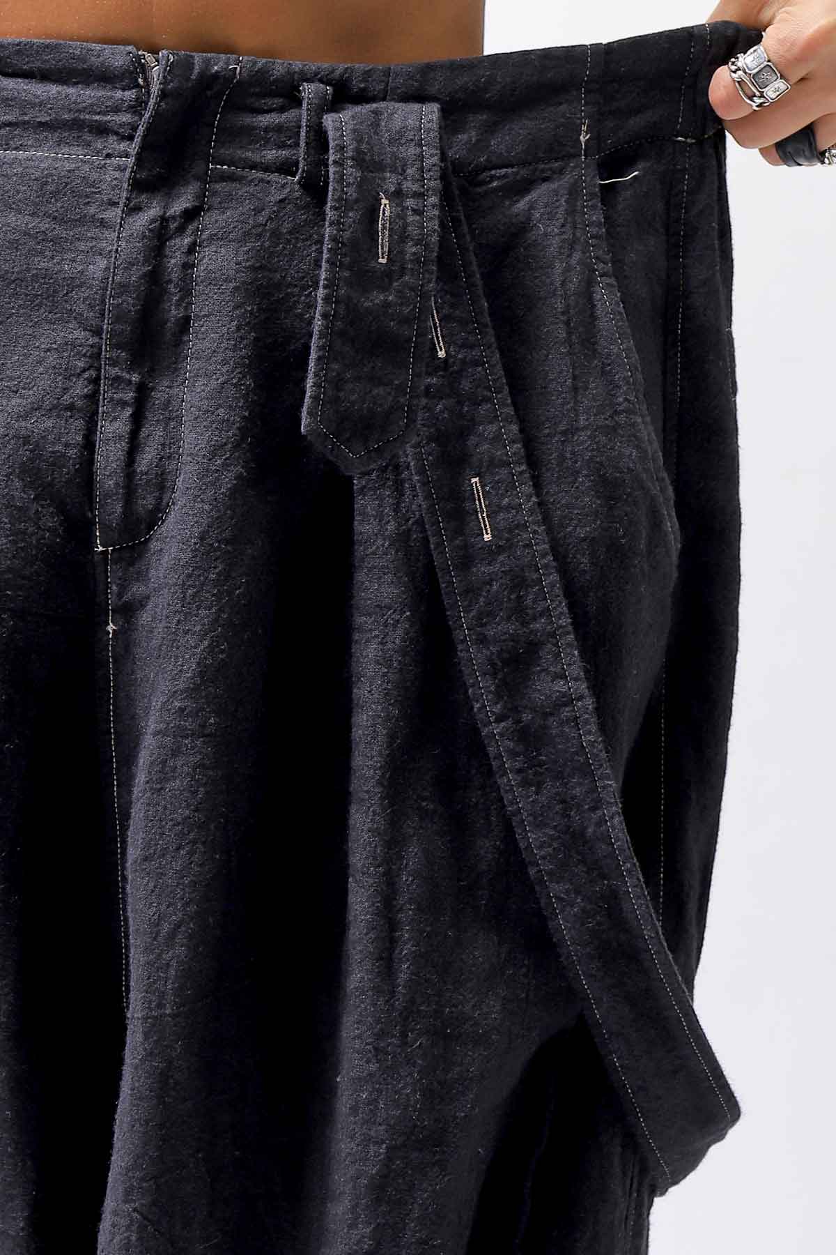 【bajra】 UNISEX LINEN SHOULDER PANTS 148QP03_BLACK