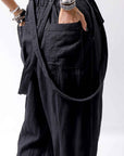 【bajra】 UNISEX LINEN SHOULDER PANTS 148QP03_BLACK