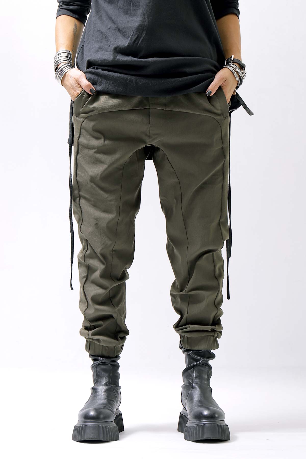 【thom/krom】 UNISEX STRETCH RIB PANTS MST402_HUNT GREEN