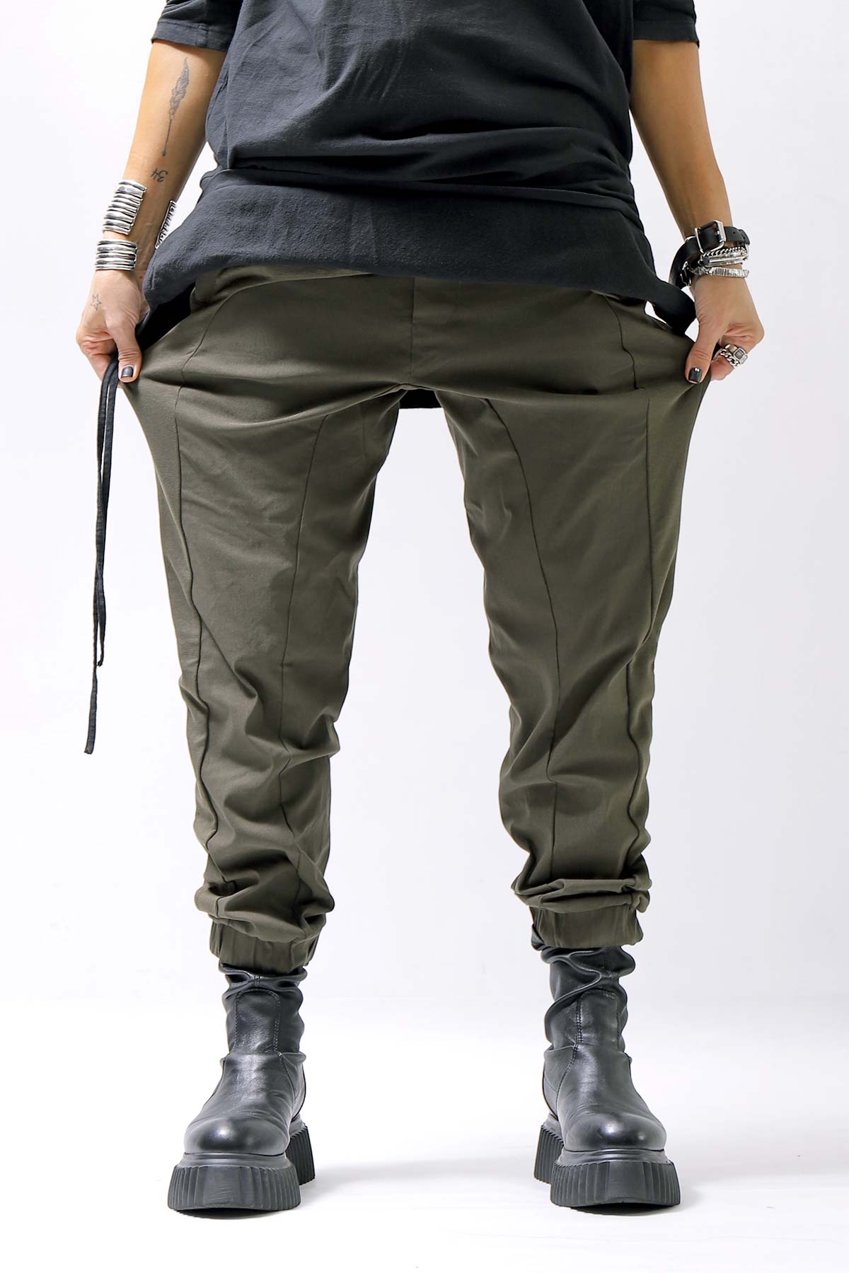 【thom/krom】 UNISEX STRETCH RIB PANTS MST402_HUNT GREEN