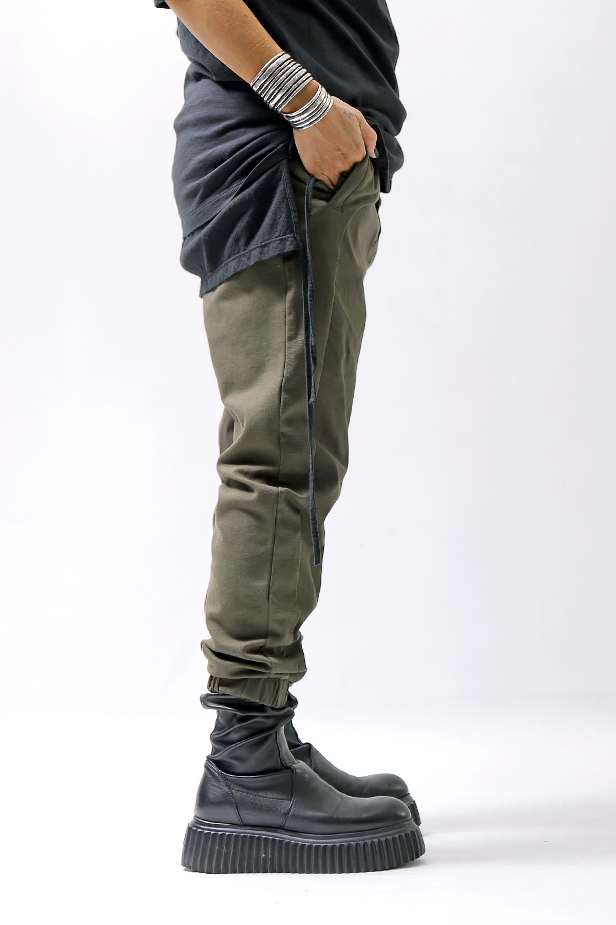 【thom/krom】 UNISEX STRETCH RIB PANTS MST402_HUNT GREEN