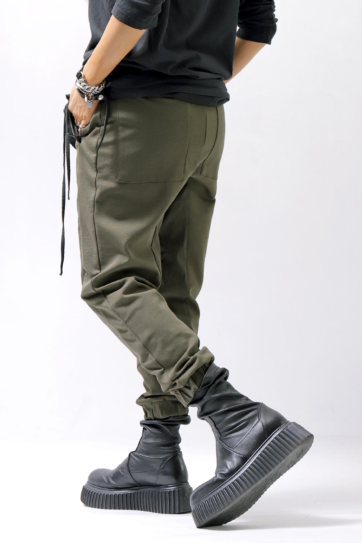 【thom/krom】 UNISEX STRETCH RIB PANTS MST402_HUNT GREEN