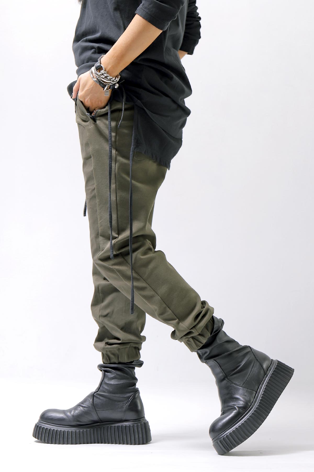 【thom/krom】 UNISEX STRETCH RIB PANTS MST402_HUNT GREEN