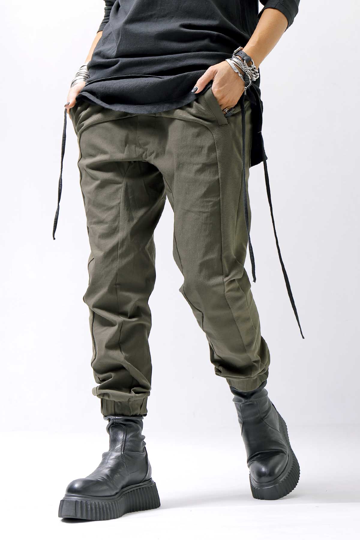 【thom/krom】 UNISEX STRETCH RIB PANTS MST402_HUNT GREEN