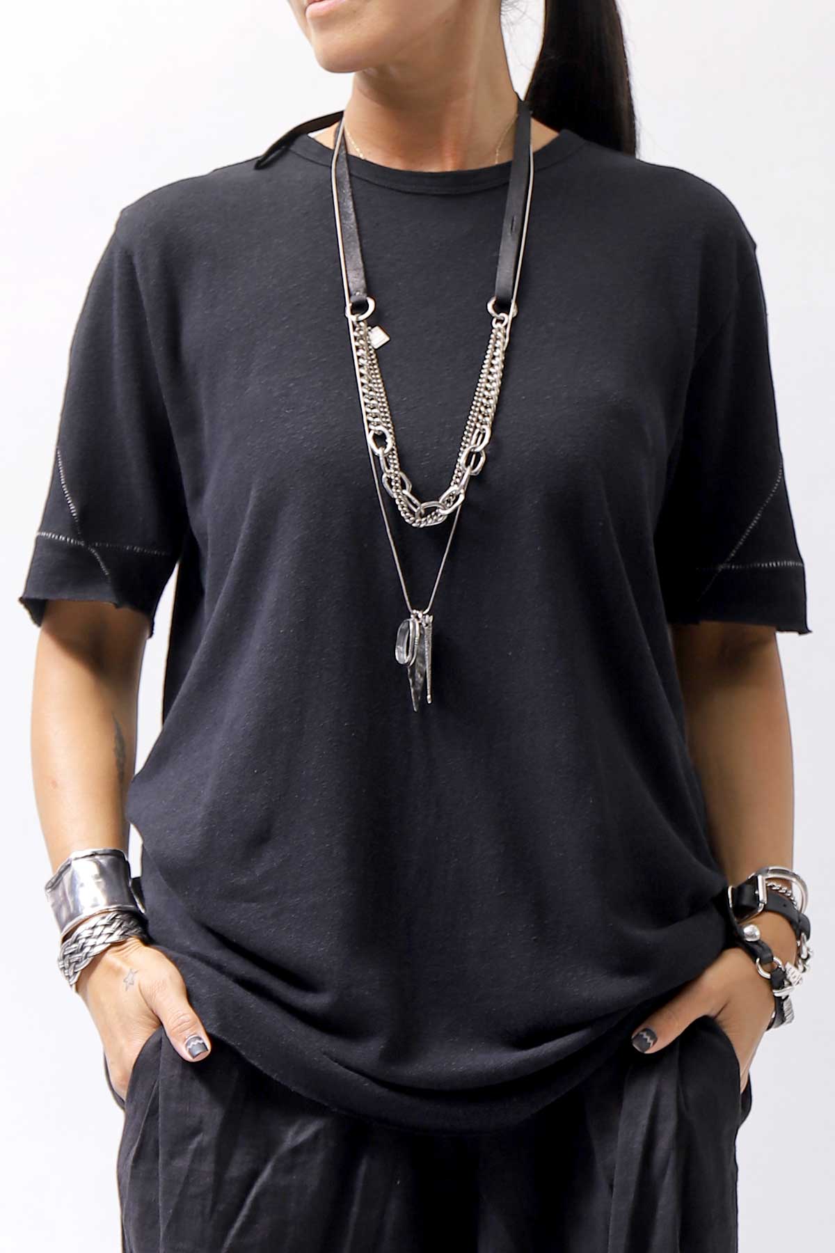 【GOTI】 MIXED CHAIN＆LEATHER NECKLACE_CN1978