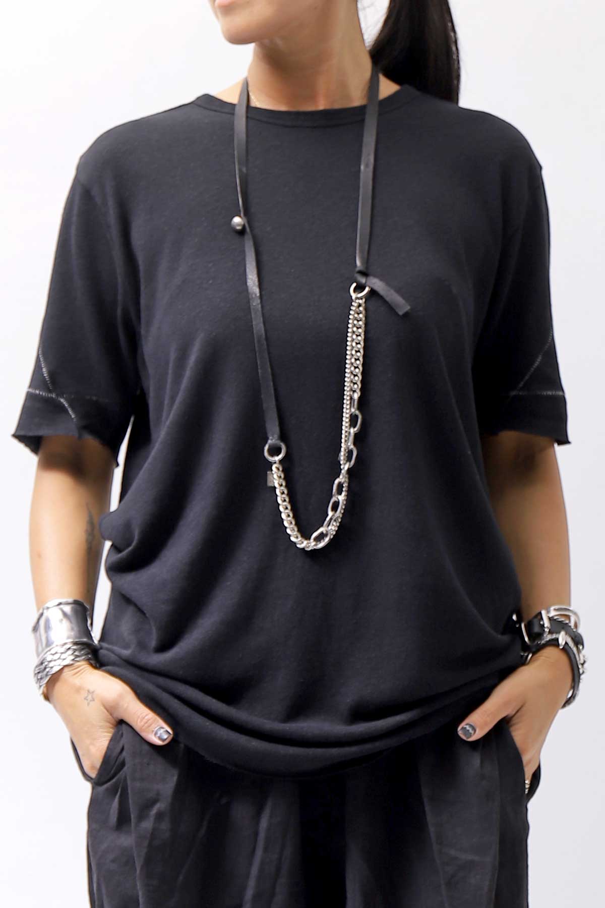 【GOTI】 MIXED CHAIN＆LEATHER NECKLACE_CN1978