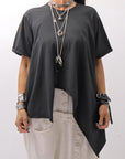 【Primordial is Primitive】 ASYMMETRY COTTON TEE 253RO_BLACK