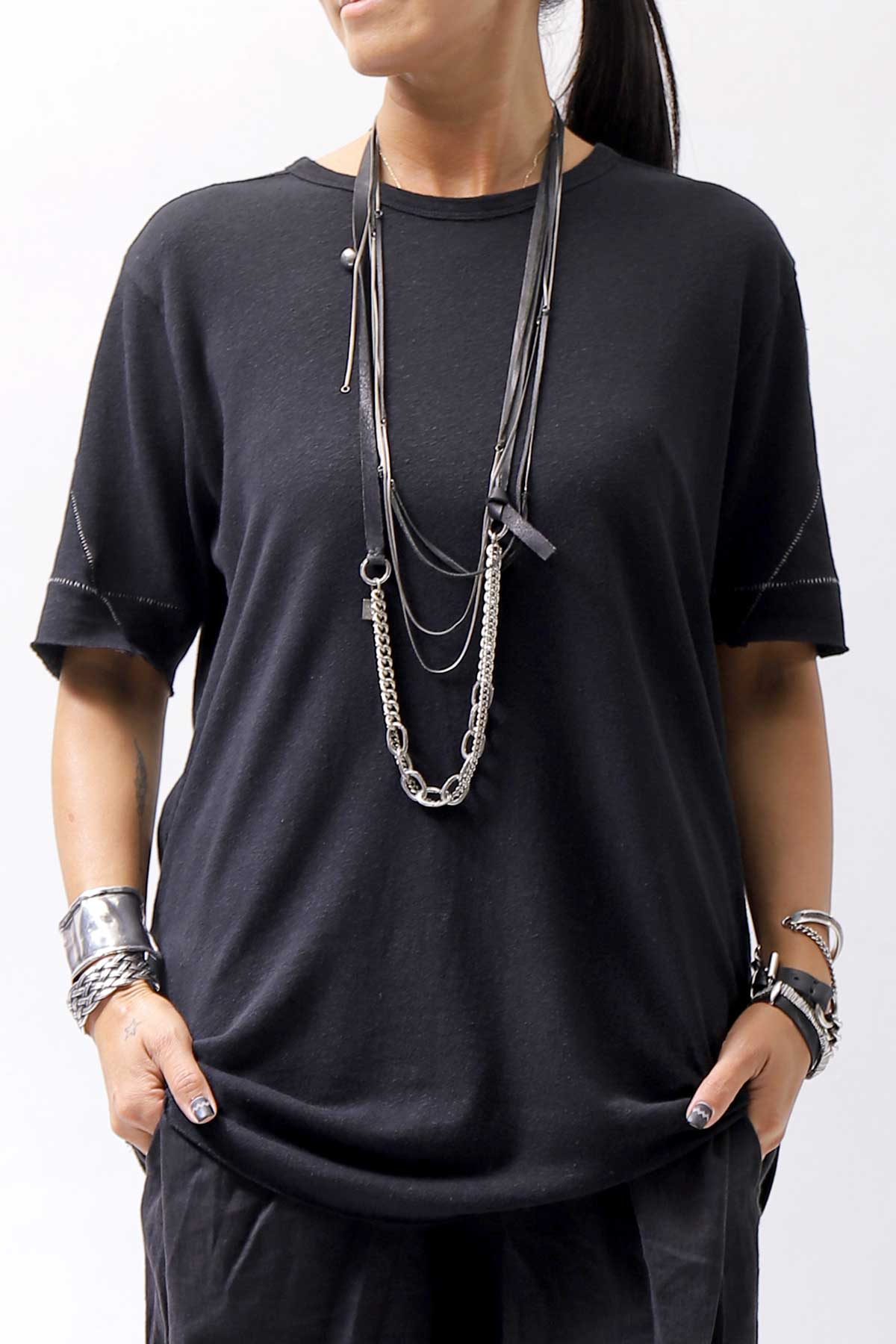 【GOTI】 MIXED CHAIN＆LEATHER NECKLACE_CN1978