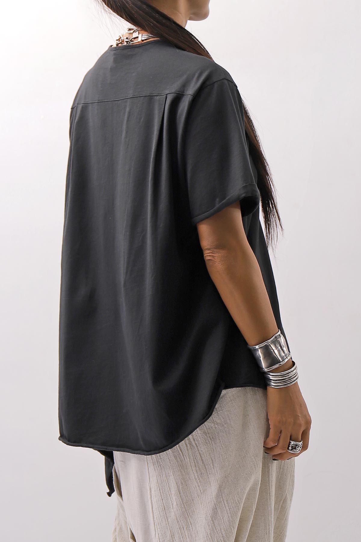 【Primordial is Primitive】 ASYMMETRY COTTON TEE 253RO_BLACK
