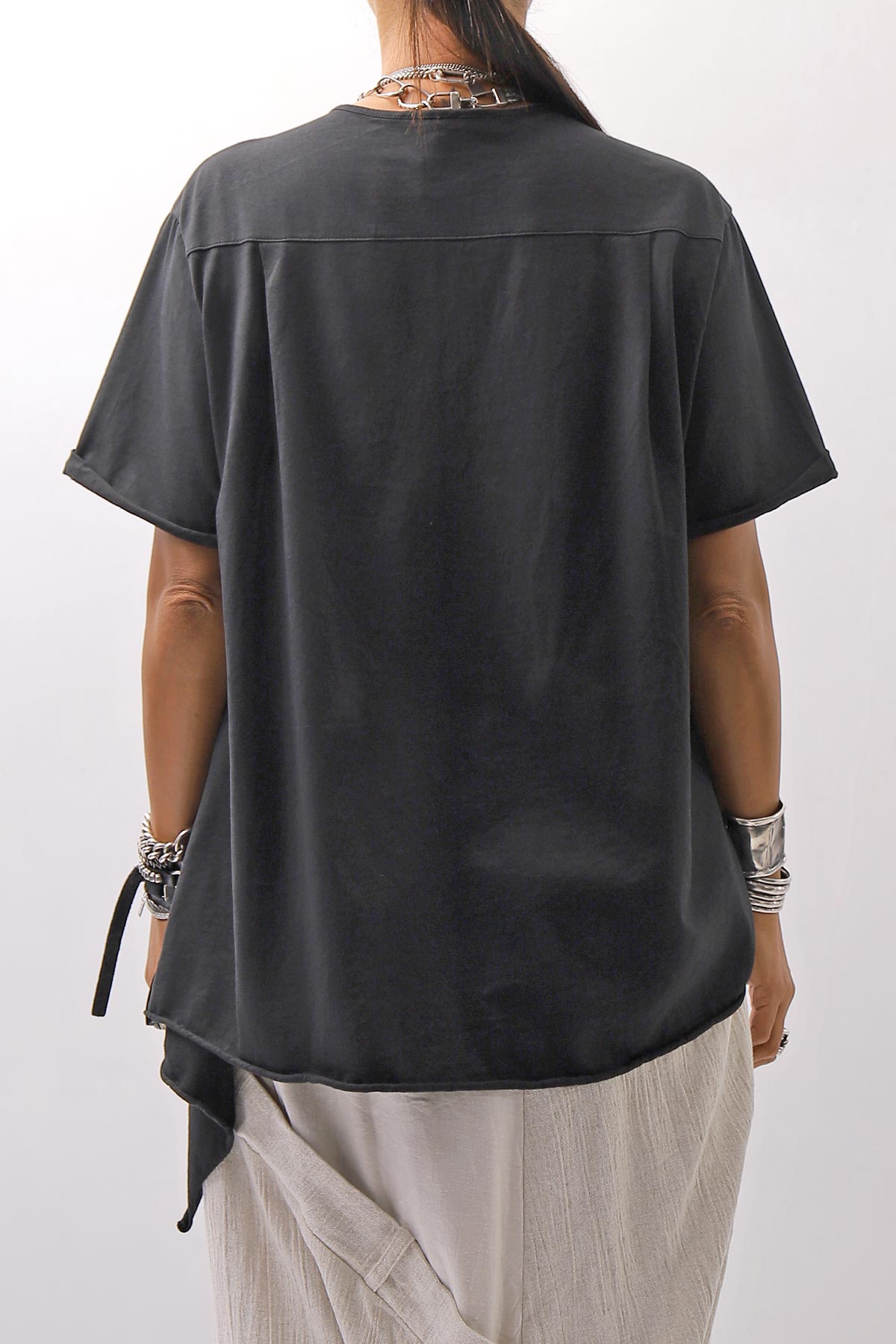 【Primordial is Primitive】 ASYMMETRY COTTON TEE 253RO_BLACK