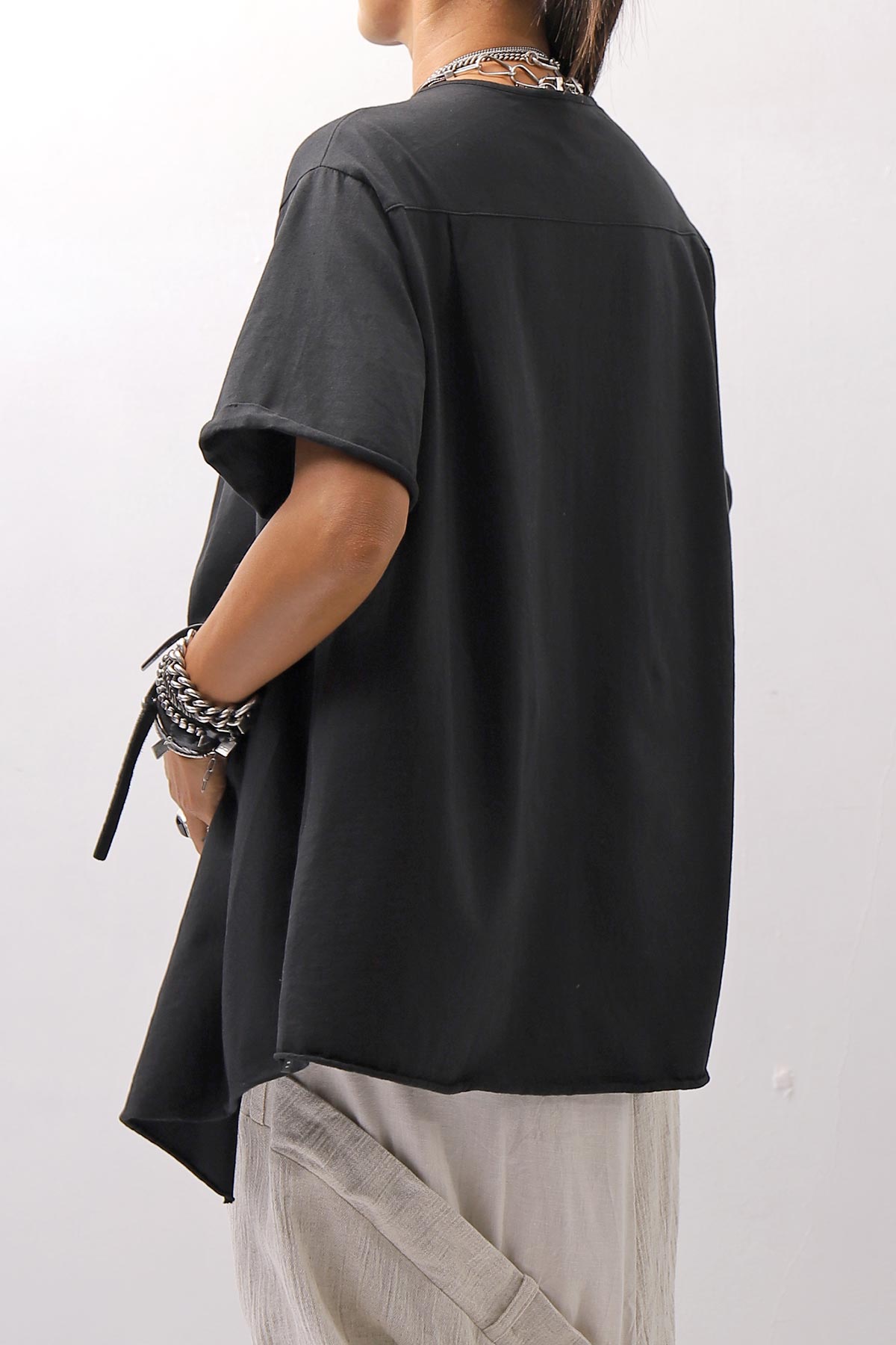 【Primordial is Primitive】 ASYMMETRY COTTON TEE 253RO_BLACK