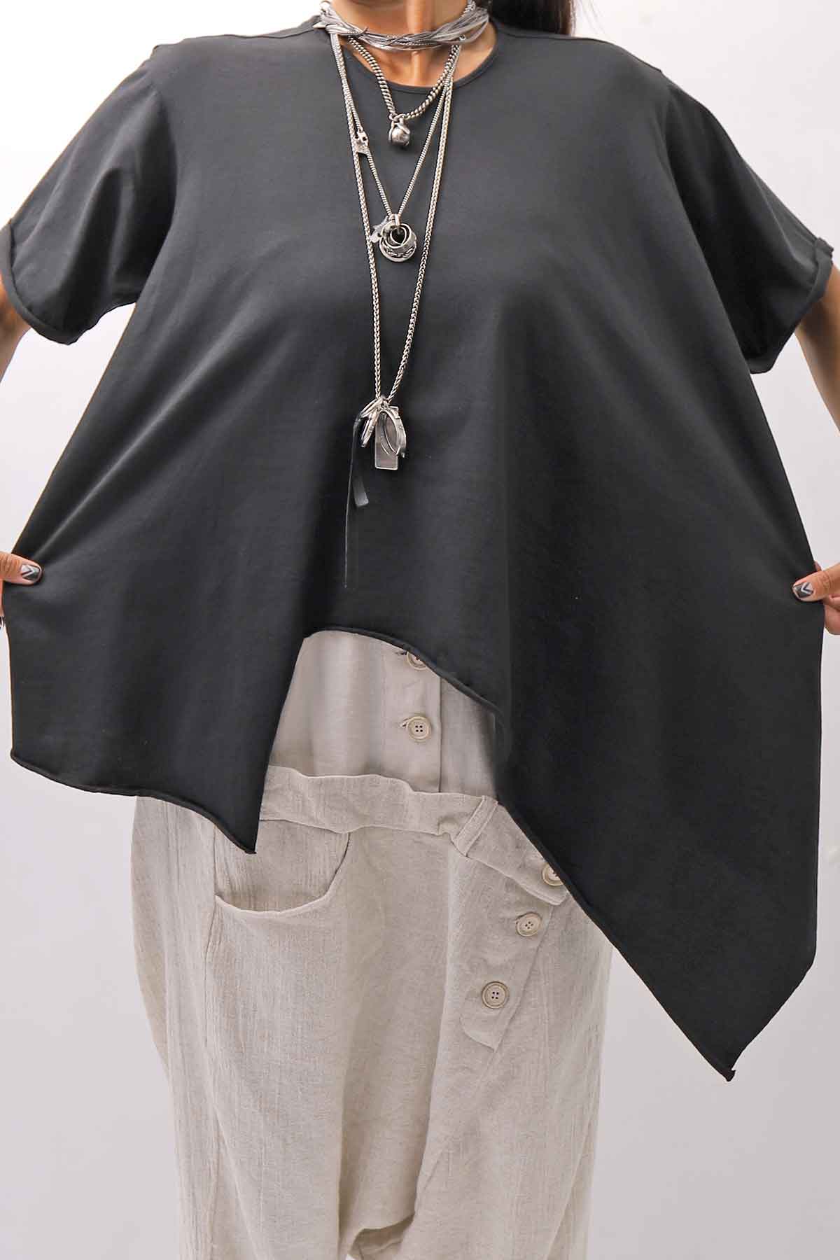 【Primordial is Primitive】 ASYMMETRY COTTON TEE 253RO_BLACK