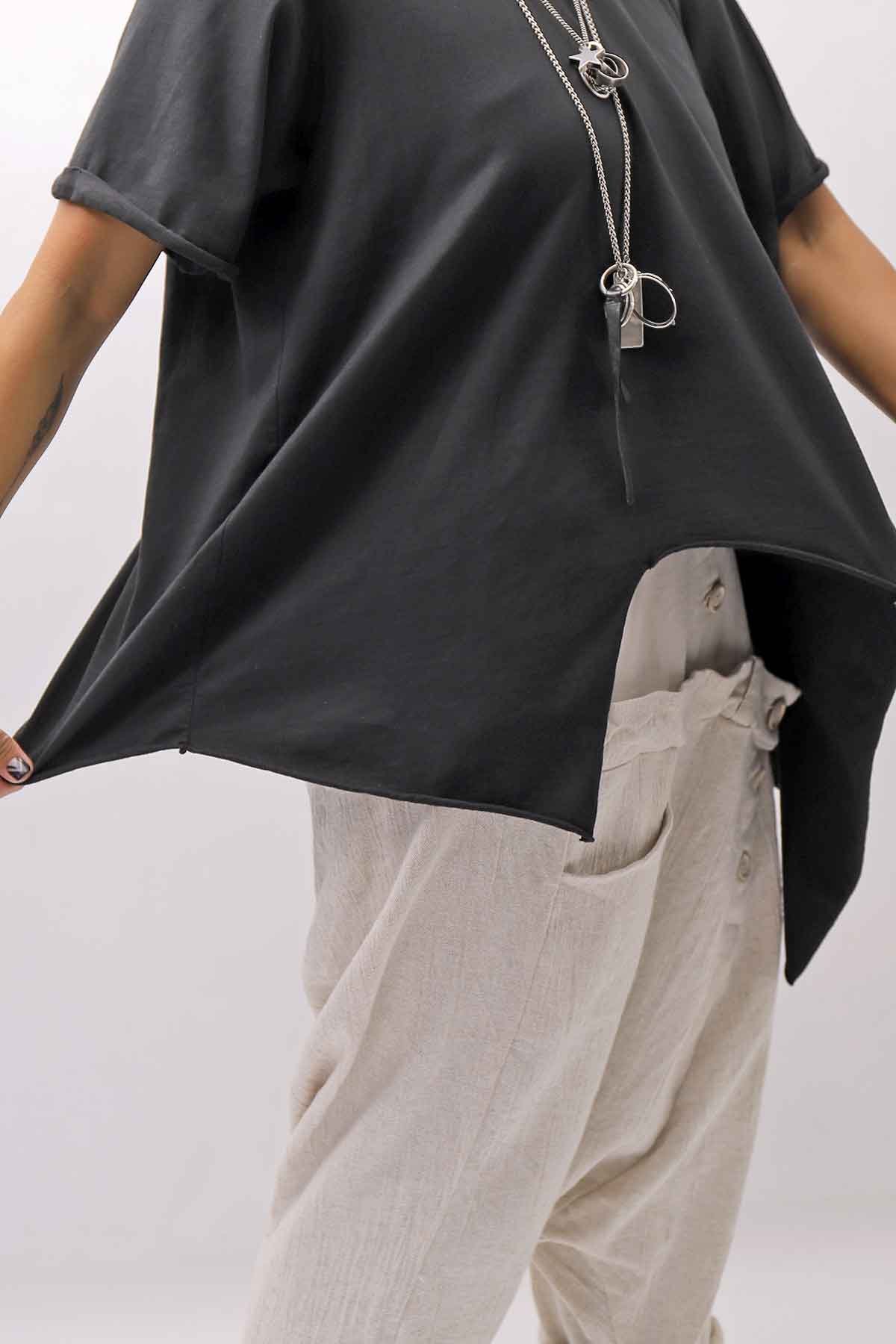 【Primordial is Primitive】 ASYMMETRY COTTON TEE 253RO_BLACK