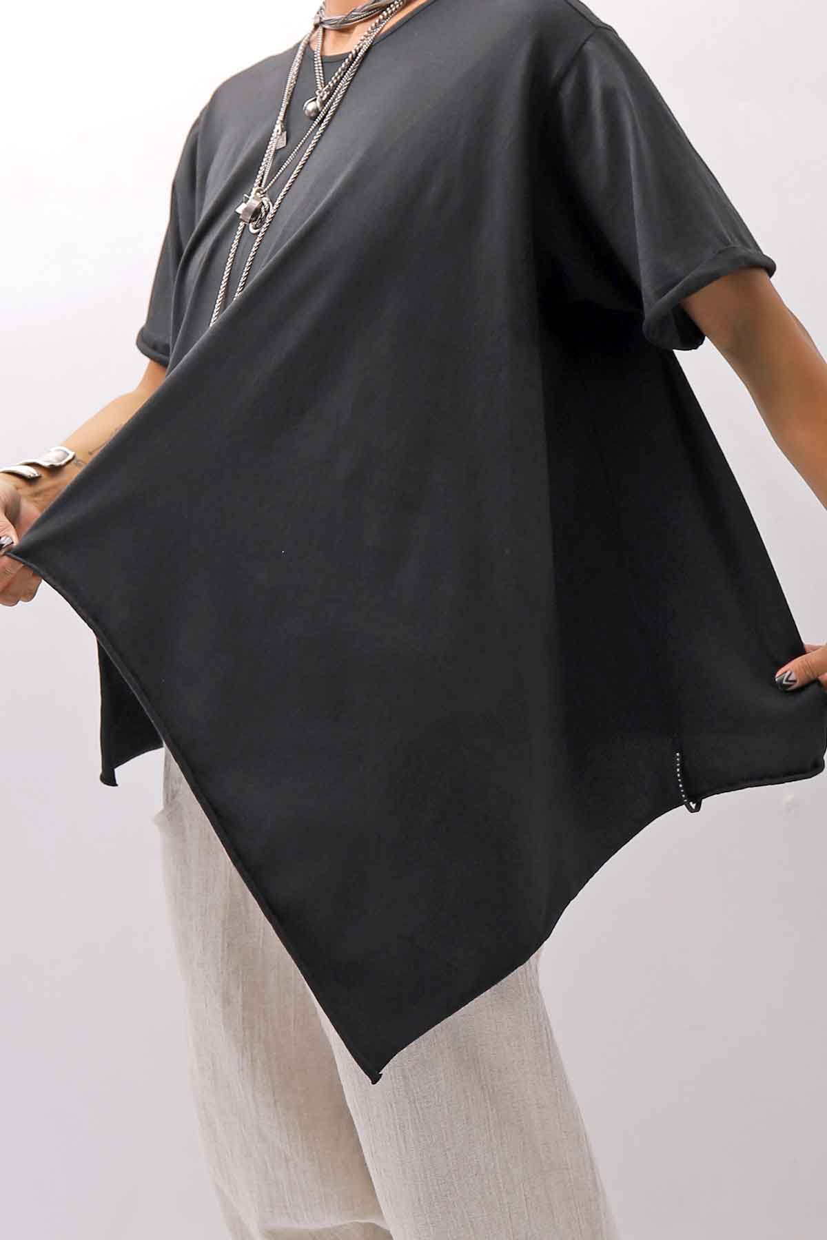 【Primordial is Primitive】 ASYMMETRY COTTON TEE 253RO_BLACK