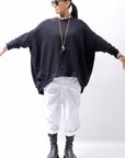 【bajra】 UNISEX BACK DRAPE TOP 154QK02_BLACK