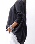 【bajra】 UNISEX BACK DRAPE TOP 154QK02_BLACK