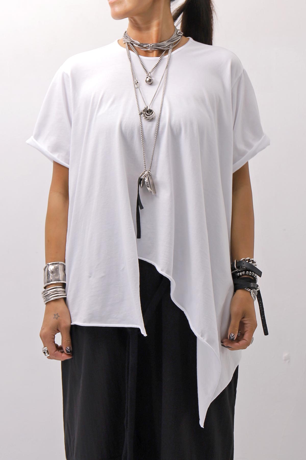 【Primordial is Primitive】 ASYMMETRY COTTON TEE 253RO_WHITE