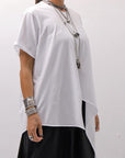 【Primordial is Primitive】 ASYMMETRY COTTON TEE 253RO_WHITE