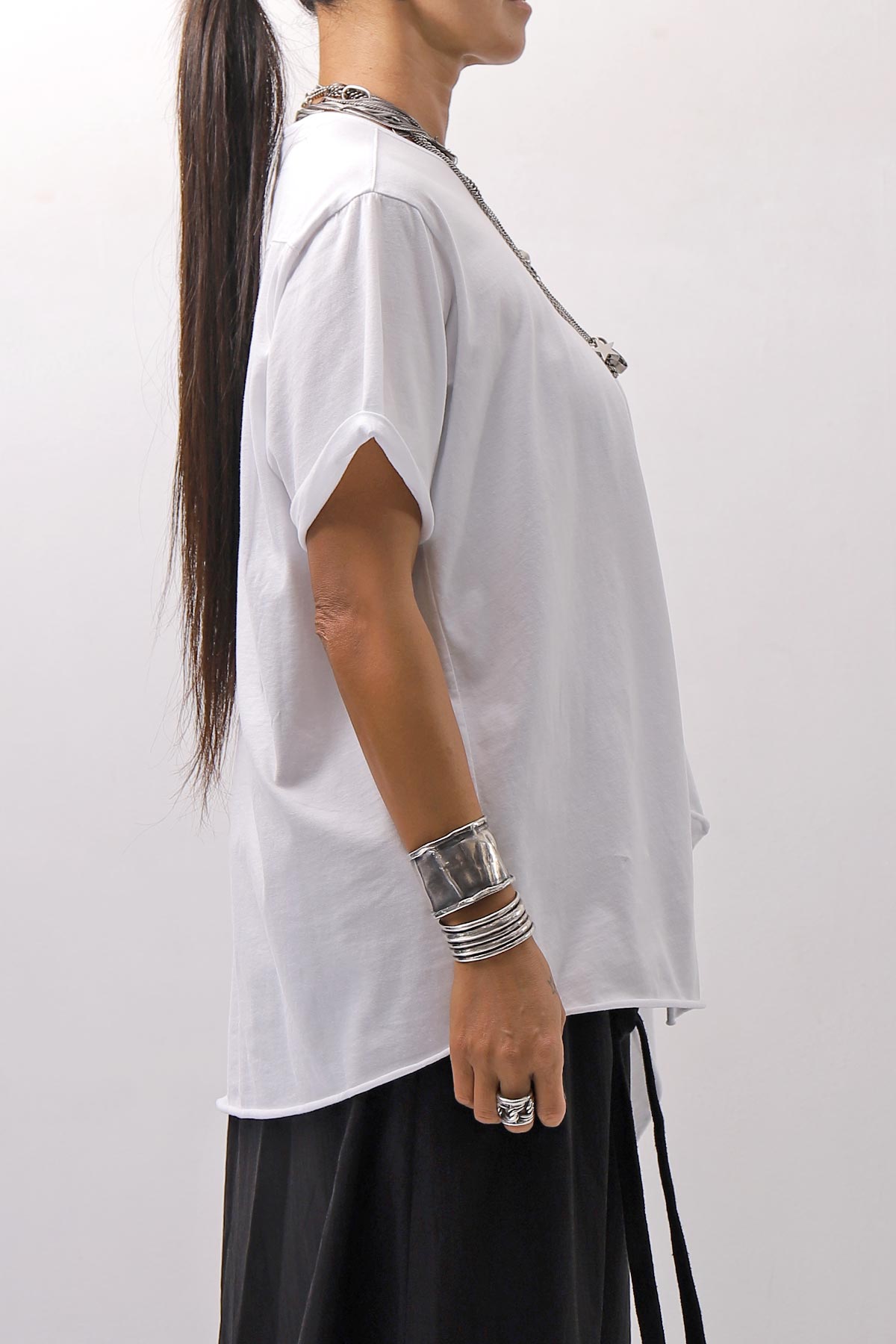 【Primordial is Primitive】 ASYMMETRY COTTON TEE 253RO_WHITE