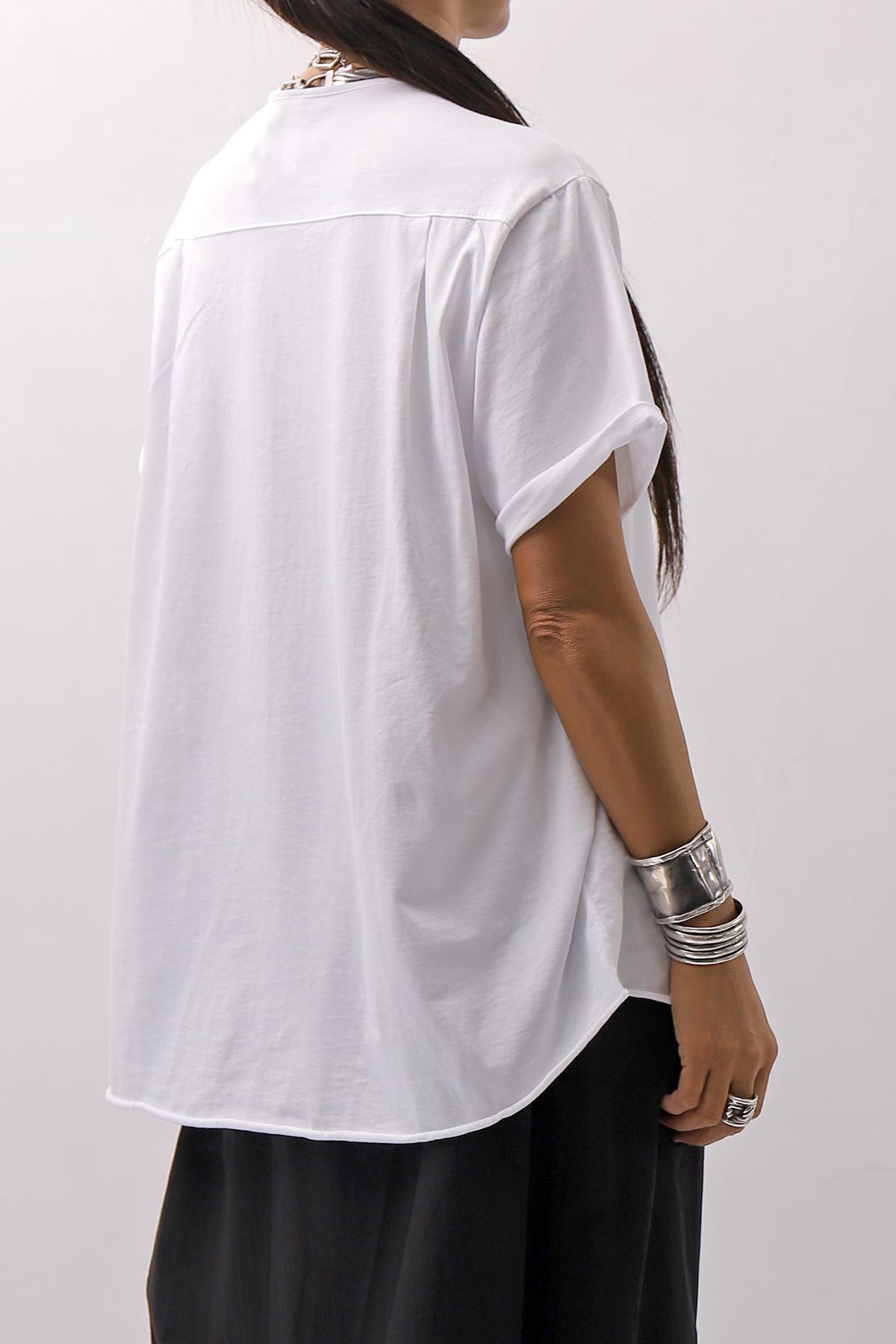 【Primordial is Primitive】 ASYMMETRY COTTON TEE 253RO_WHITE
