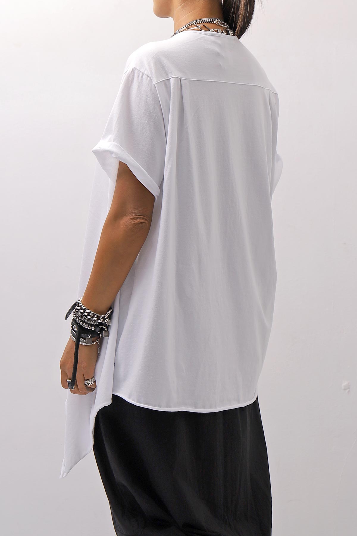 【Primordial is Primitive】 ASYMMETRY COTTON TEE 253RO_WHITE