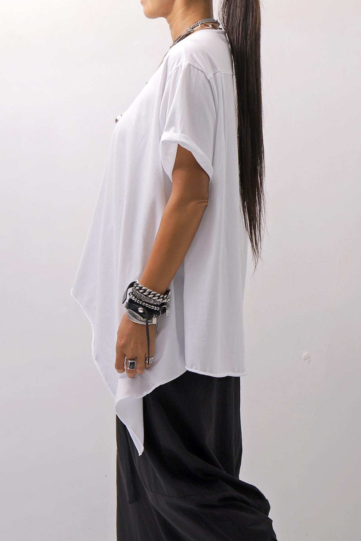 【Primordial is Primitive】 ASYMMETRY COTTON TEE 253RO_WHITE