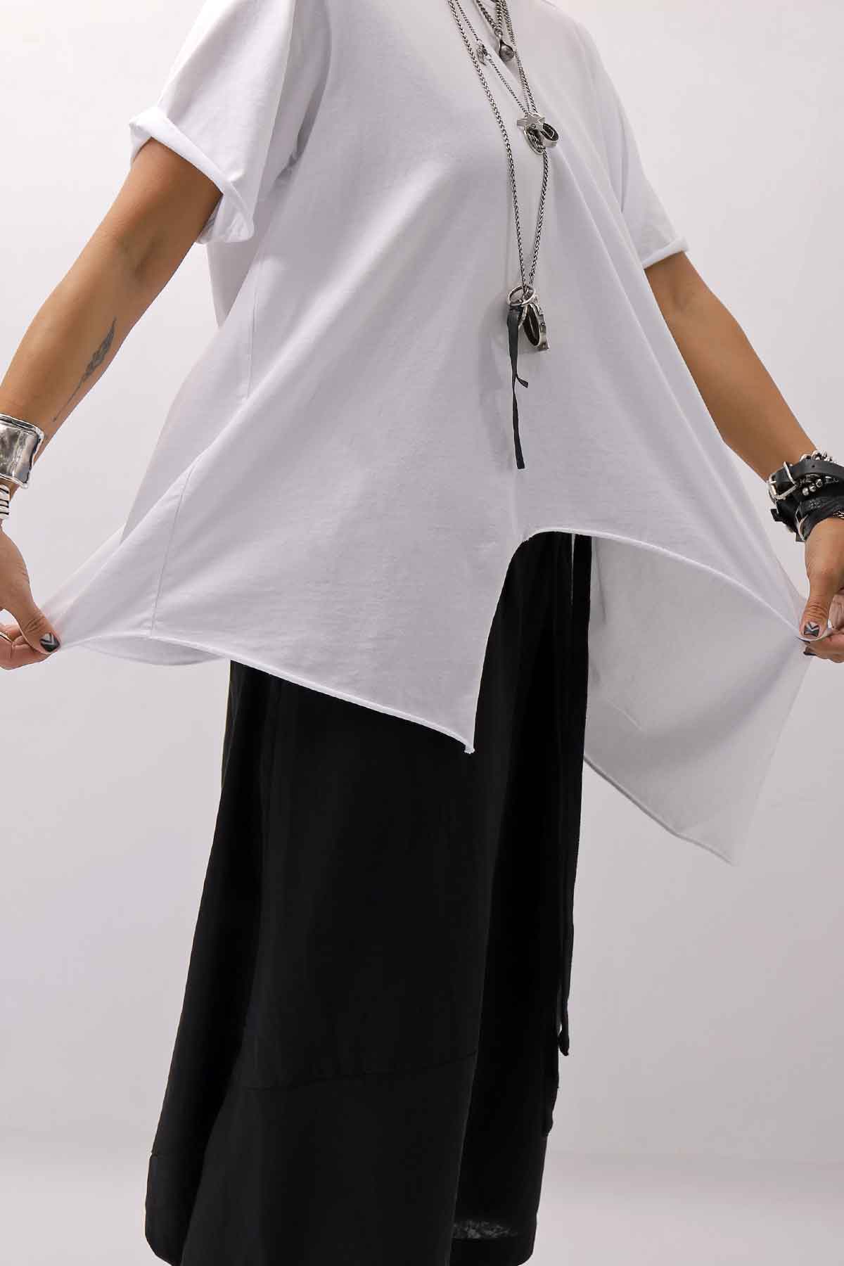 【Primordial is Primitive】 ASYMMETRY COTTON TEE 253RO_WHITE