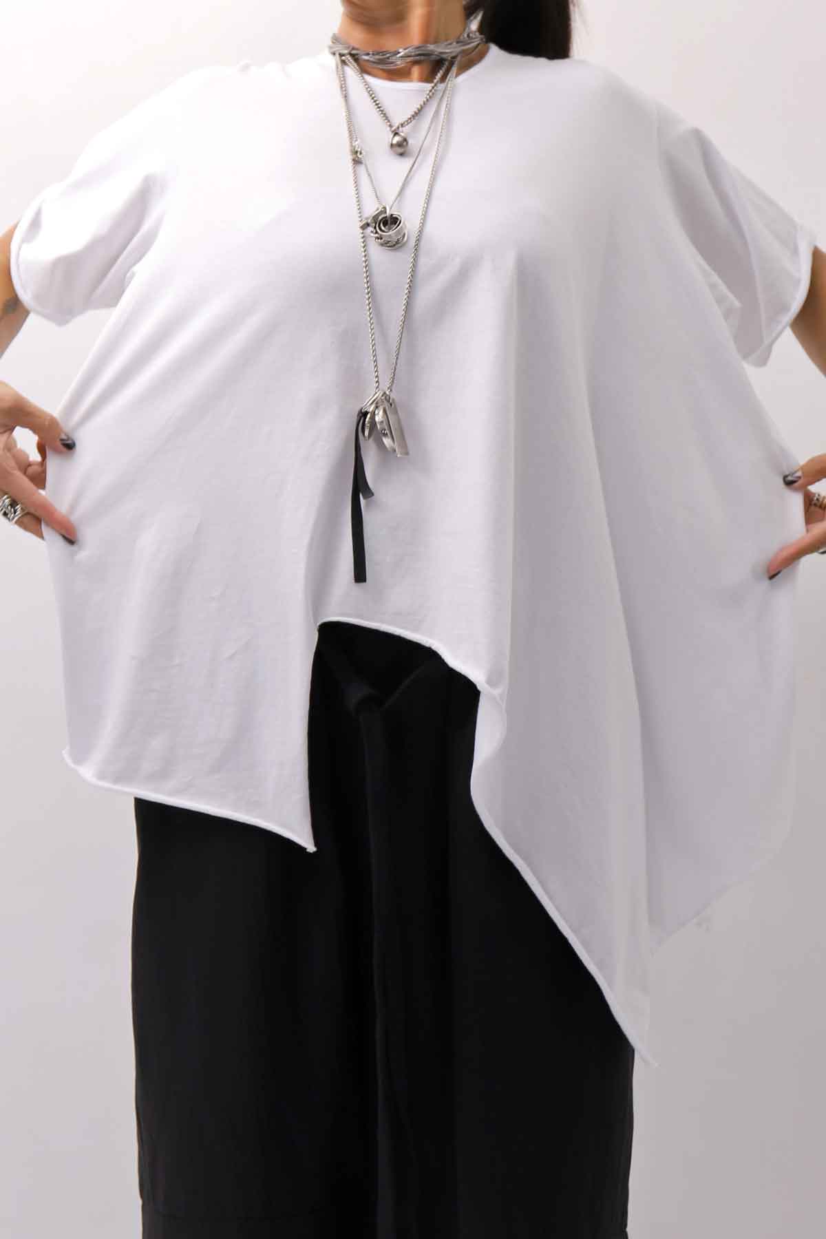 【Primordial is Primitive】 ASYMMETRY COTTON TEE 253RO_WHITE