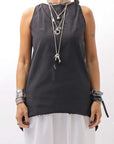 【Primordial is Primitive】 BACK CROSSED TANK TOP 413AL_BLACK