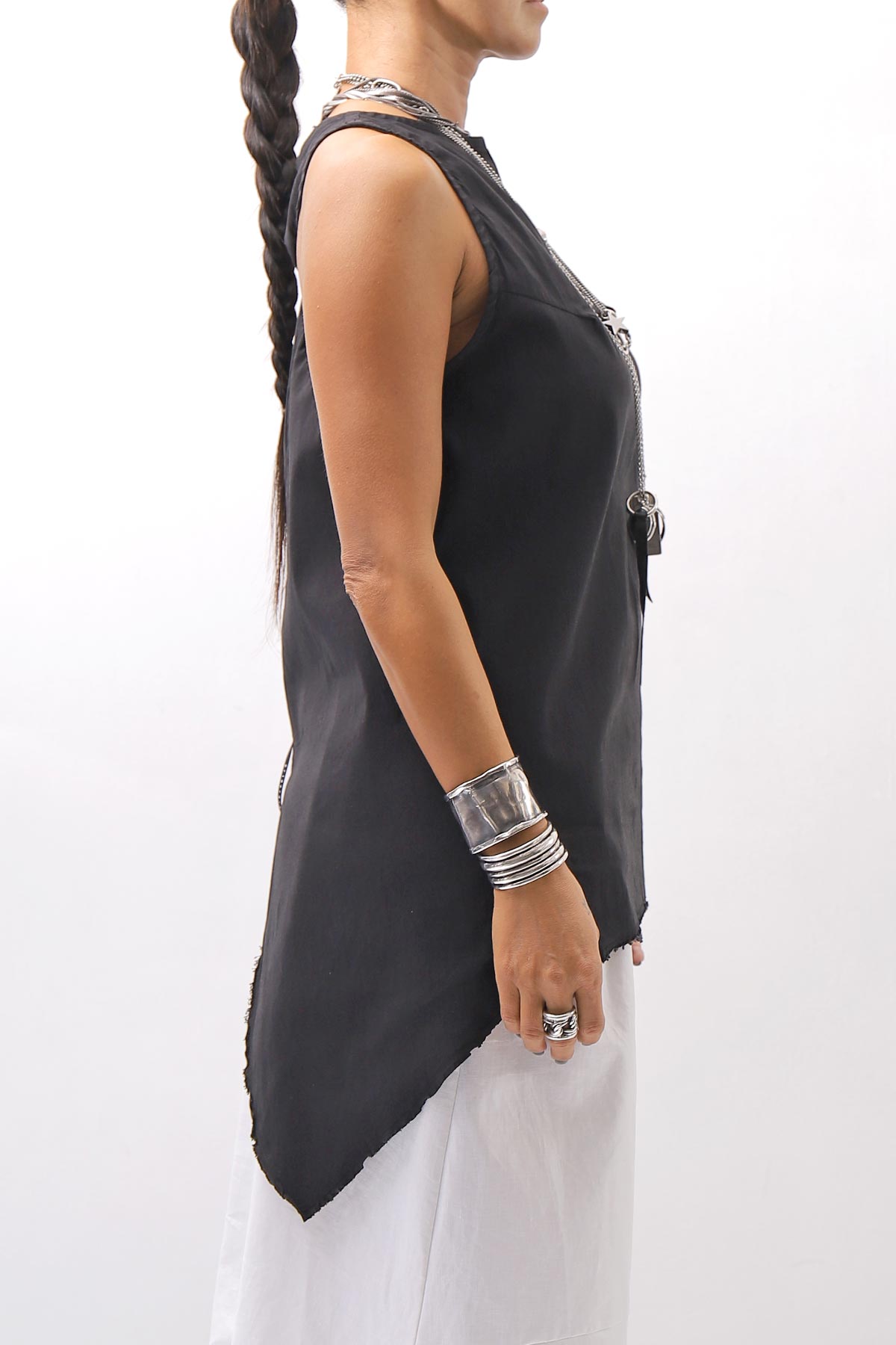 【Primordial is Primitive】 BACK CROSSED TANK TOP 413AL_BLACK