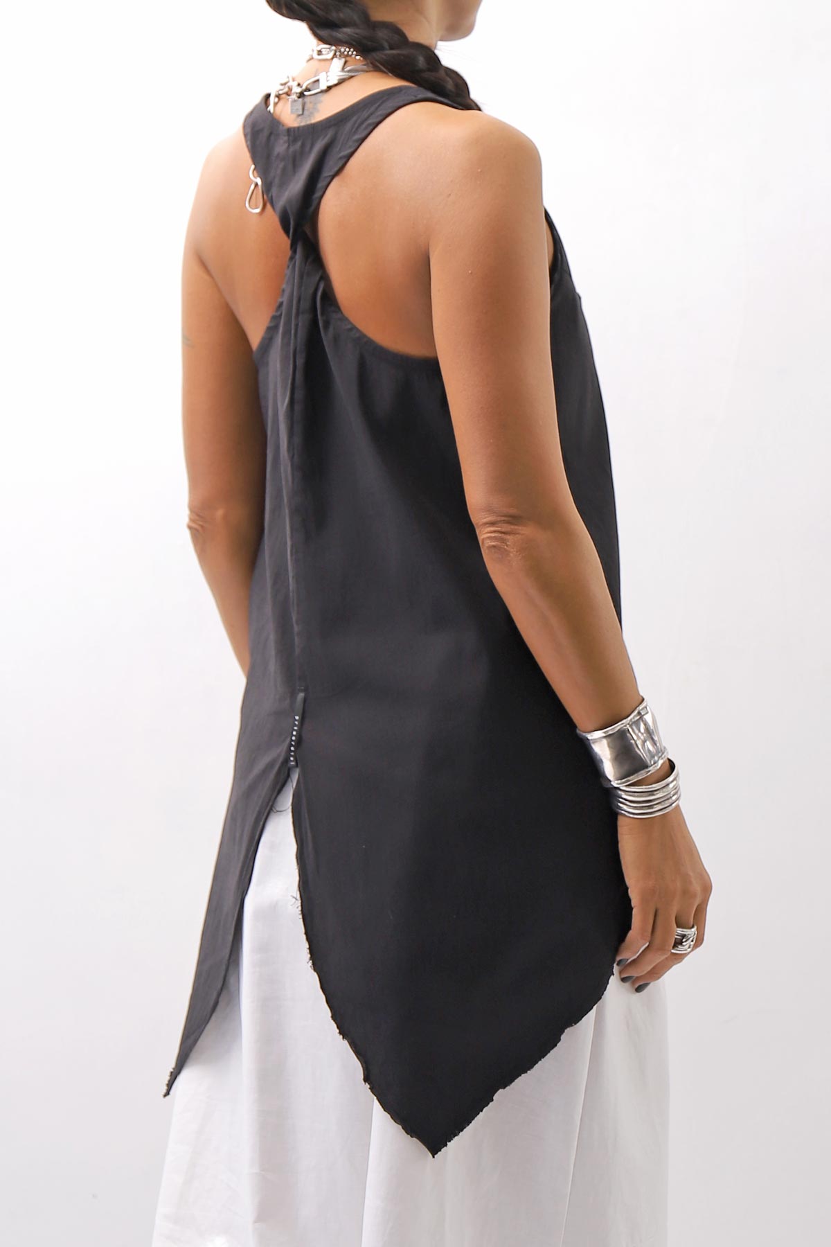 【Primordial is Primitive】 BACK CROSSED TANK TOP 413AL_BLACK