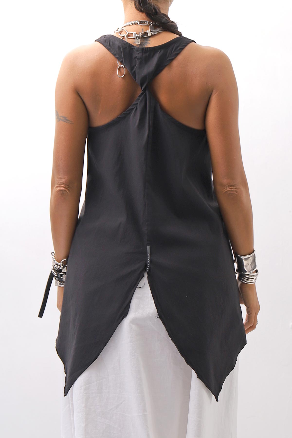 【Primordial is Primitive】 BACK CROSSED TANK TOP 413AL_BLACK