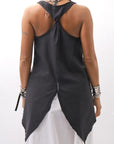 【Primordial is Primitive】 BACK CROSSED TANK TOP 413AL_BLACK