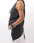 【Primordial is Primitive】 BACK CROSSED TANK TOP 413AL_BLACK