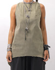 【Primordial is Primitive】 BACK CROSSED TANK TOP 413AL_MILITARY