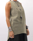 【Primordial is Primitive】 BACK CROSSED TANK TOP 413AL_MILITARY