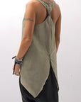 【Primordial is Primitive】 BACK CROSSED TANK TOP 413AL_MILITARY