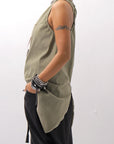 【Primordial is Primitive】 BACK CROSSED TANK TOP 413AL_MILITARY