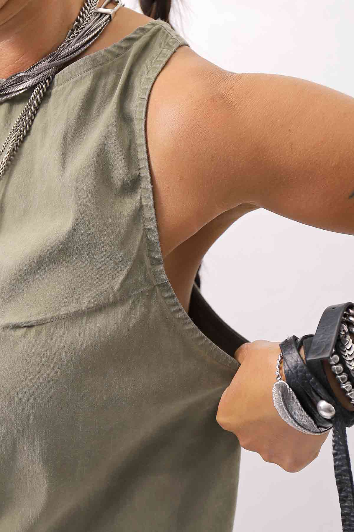 【Primordial is Primitive】 BACK CROSSED TANK TOP 413AL_MILITARY