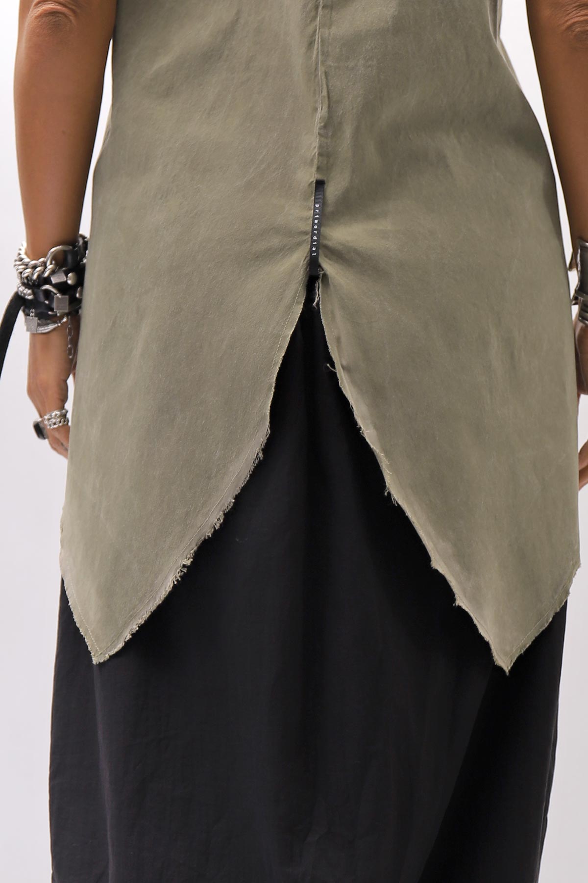 【Primordial is Primitive】 BACK CROSSED TANK TOP 413AL_MILITARY