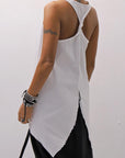 【Primordial is Primitive】 BACK CROSSED TANK TOP 413AL_WHITE