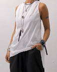 【Primordial is Primitive】 BACK CROSSED TANK TOP 413AL_WHITE