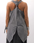 【Primordial is Primitive】 BACK CROSSED TANK TOP 413AL_GREY WASH