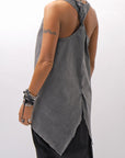 【Primordial is Primitive】 BACK CROSSED TANK TOP 413AL_GREY WASH