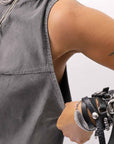 【Primordial is Primitive】 BACK CROSSED TANK TOP 413AL_GREY WASH