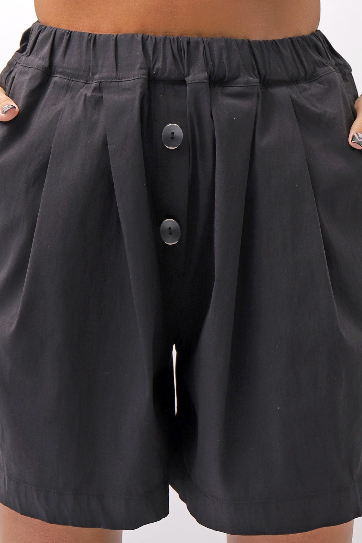 【Primordial is Primitive】 STRETCH ECO LEATHER SHORT PANTS 535AL_BLACK